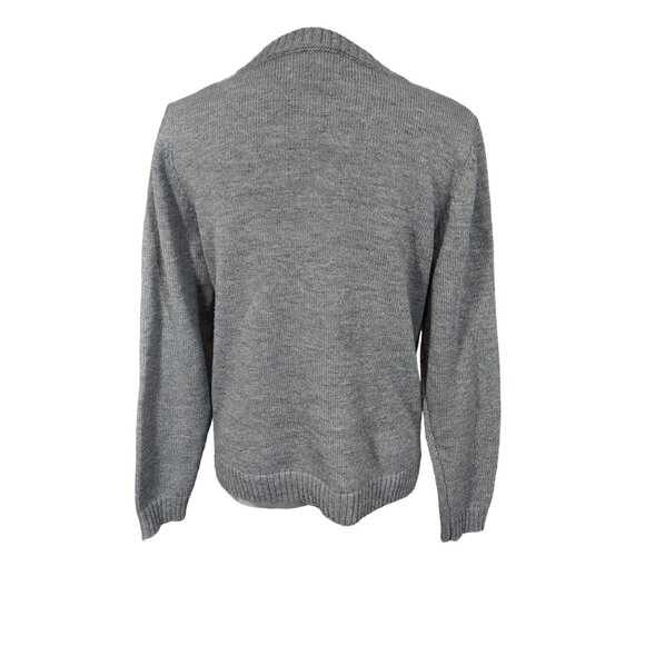 Carolyn Taylor Christmas Sweater Gray Jeweled Crew Neck Santa Ho Ho Ho Large - Picture 2 of 5